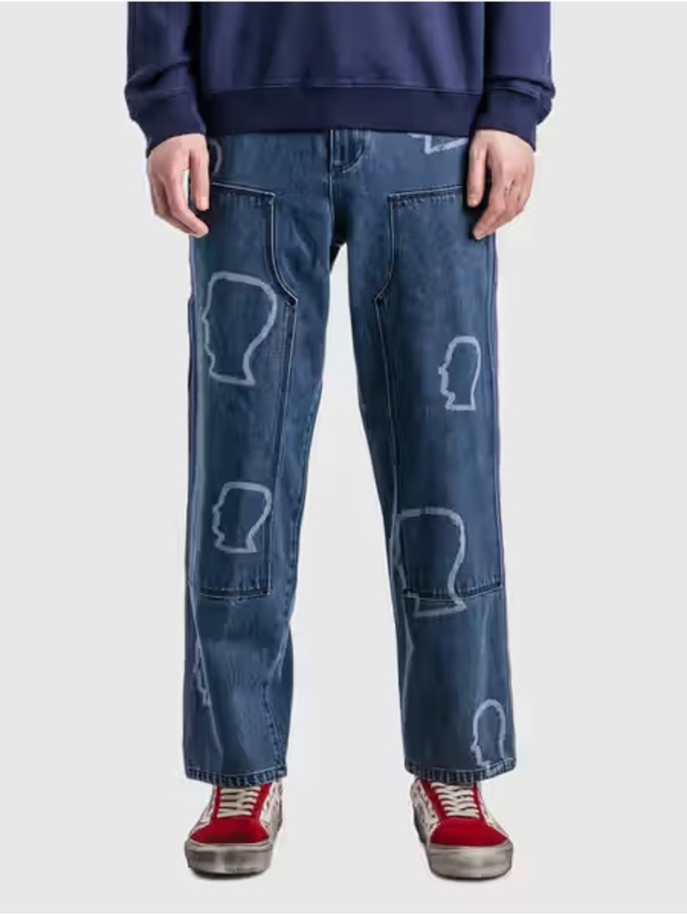 Brain Dead Logo Head Denim Double Knee Utility Jeans